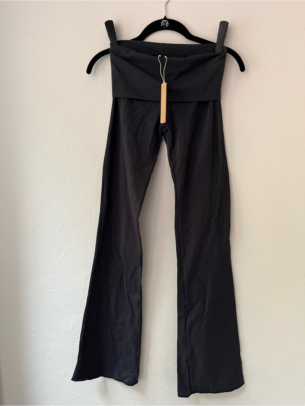 SKIMS COTTON JERSEY FOLDOVER PANTS SOOT XS S M